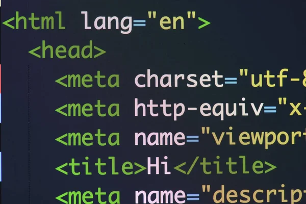 Gerçek Html kodu gelişmekte olan ekran. Programlama iş akışı soyut bir