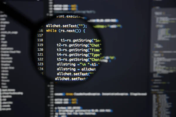 Real Java code developing screen. Programing workflow abstract a — Stock Photo, Image