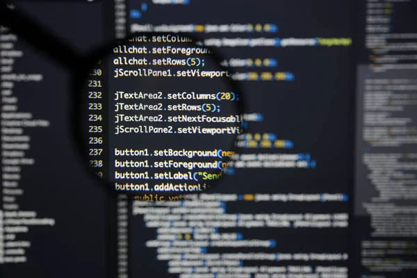 Realer Java-Code-Entwicklungsbildschirm. Programmierung Workflow Abstract a — Stockfoto