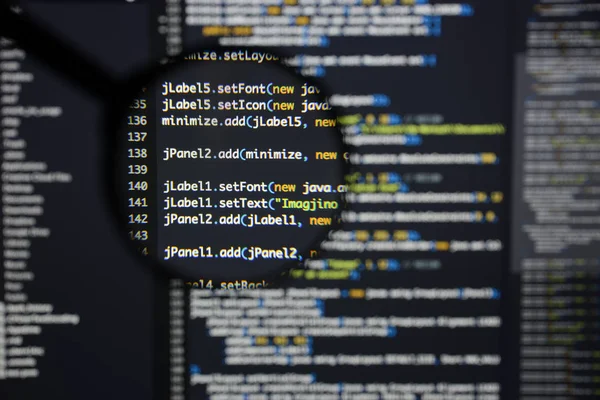 Realer Java-Code-Entwicklungsbildschirm. Programmierung Workflow Abstract a — Stockfoto