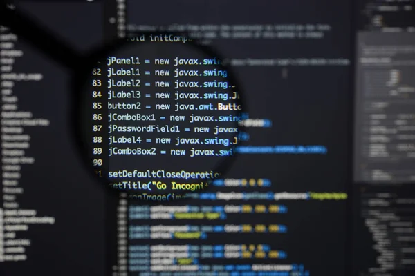 Äkta Java kod utveckla skärmen. Programmering arbetsflöde abstrakt en — Stockfoto