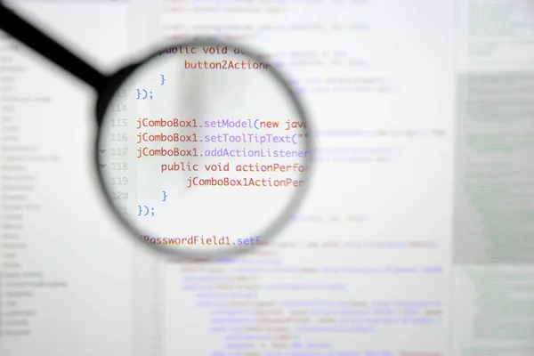 Real Java code developing screen. Programing workflow abstract a — Stock Photo, Image