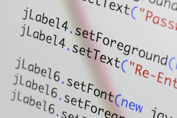 Äkta Java Kod Utveckla Skärmen Programmering Arbetsflöde Abstrakt Algoritmbegreppet Rader — Stockfoto