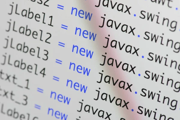 Gerçek Java kodu gelişmekte olan ekran. Programlama iş akışı soyut algoritma kavramı. Java kod görünür satır .