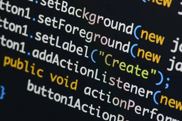 Real Java Code Developing Screen Programing Workflow Abstract Algorithm Concept — Stock Photo, Image