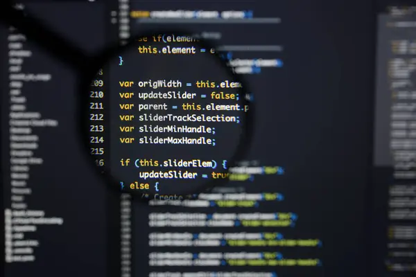 Real Java Script code développant l'écran. Progression du flux de travail abs — Photo