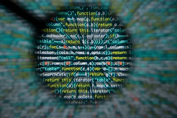 Реальный экран разработки кода Java Script. Программирование abs рабочего процесса — стоковое фото