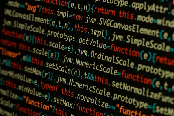 Kode Skrip Java Nyata mengembangkan layar. Programing workflow abs — Stok Foto
