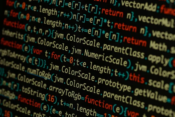 Tela de desenvolvimento de código Java Script real. Programação de abs de fluxo de trabalho — Fotografia de Stock