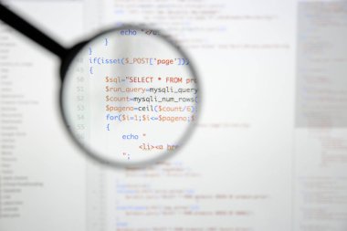Gerçek Php kodu gelişmekte olan ekran. Programlama iş akışı soyut al