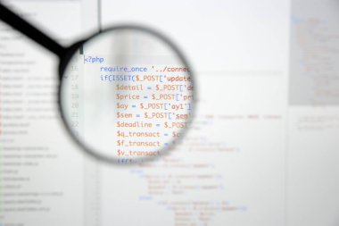 Gerçek Php kodu gelişmekte olan ekran. Programlama iş akışı soyut al