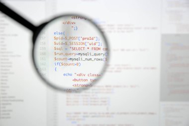 Gerçek Php kodu gelişmekte olan ekran. Programlama iş akışı soyut al