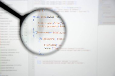 Gerçek Php kodu gelişmekte olan ekran. Programlama iş akışı soyut al