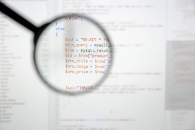 Gerçek Php kodu gelişmekte olan ekran. Programlama iş akışı soyut al