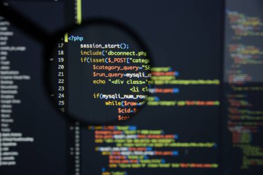 Gerçek Php kodu gelişmekte olan ekran. Programlama iş akışı soyut al