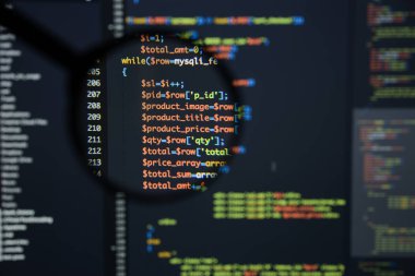 Gerçek Php kodu gelişmekte olan ekran. Programlama iş akışı soyut al