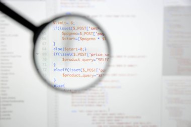 Gerçek Php kodu gelişmekte olan ekran. Programlama iş akışı soyut al