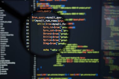 Gerçek Php kodu gelişmekte olan ekran. Programlama iş akışı soyut al