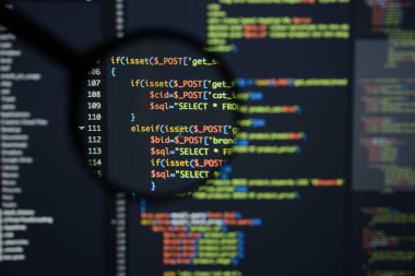 Gerçek Php kodu gelişmekte olan ekran. Programlama iş akışı soyut al