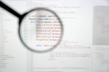 Gerçek Php kodu gelişmekte olan ekran. Programlama iş akışı soyut al