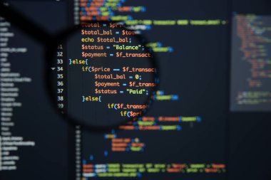 Gerçek Php kodu gelişmekte olan ekran. Programlama iş akışı soyut al