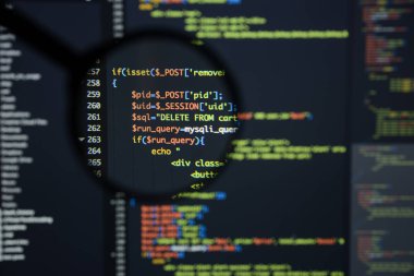 Gerçek Php kodu gelişmekte olan ekran. Programlama iş akışı soyut al