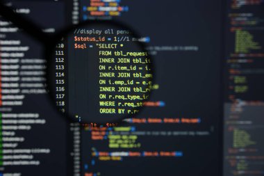Gerçek Php kodu gelişmekte olan ekran. Programlama iş akışı soyut al