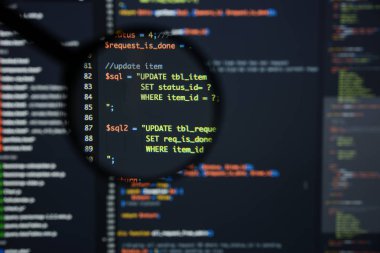 Gerçek Php kodu gelişmekte olan ekran. Programlama iş akışı soyut al