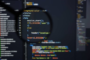 Gerçek Php kodu gelişmekte olan ekran. Programlama iş akışı soyut al