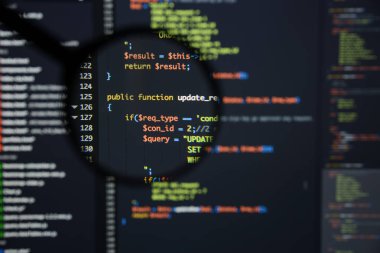 Gerçek Php kodu gelişmekte olan ekran. Programlama iş akışı soyut al