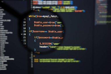 Gerçek Php kodu gelişmekte olan ekran. Programlama iş akışı soyut al