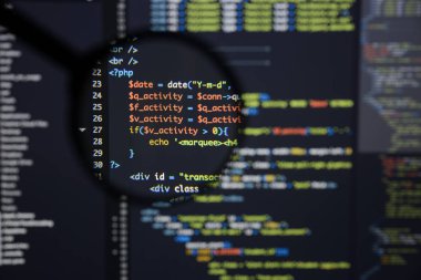 Gerçek Php kodu gelişmekte olan ekran. Programlama iş akışı soyut al
