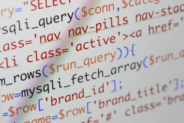 Gerçek Php kodu gelişmekte olan ekran. Programlama iş akışı soyut al