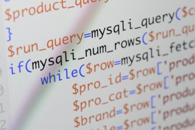 Gerçek Php kodu gelişmekte olan ekran. Programlama iş akışı soyut al