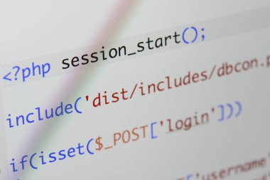 Gerçek Php kodu gelişmekte olan ekran. Programlama iş akışı soyut al