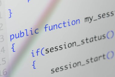 Gerçek Php kodu gelişmekte olan ekran. Programlama iş akışı soyut al