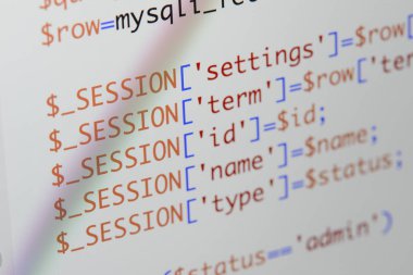 Gerçek Php kodu gelişmekte olan ekran. Programlama iş akışı soyut al
