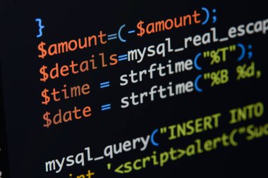 Gerçek Php kodu gelişmekte olan ekran. Programlama iş akışı soyut al