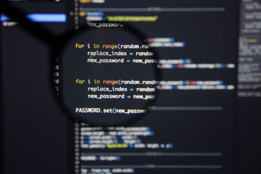 Gerçek Python kod gelişmekte olan ekran. Programlama iş akışı soyut
