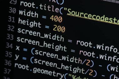 Gerçek Python kod gelişmekte olan ekran. Programlama iş akışı soyut