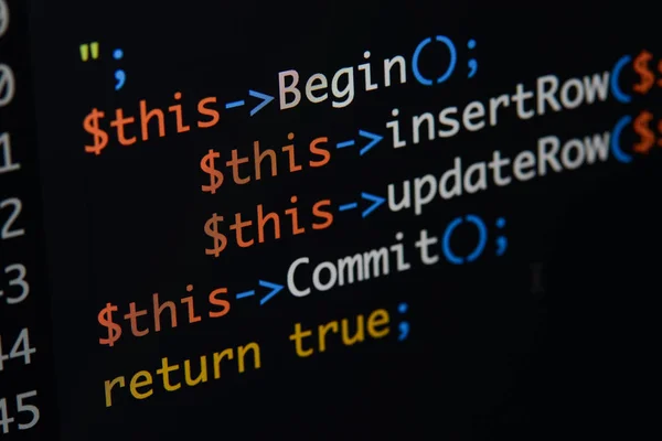 Real Php code developing screen. Programing workflow abstract al — Stock Photo, Image