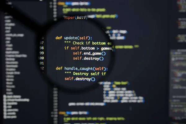 Äkta Python code utveckla skärmen. Programmering arbetsflöde abstrakt — Stockfoto