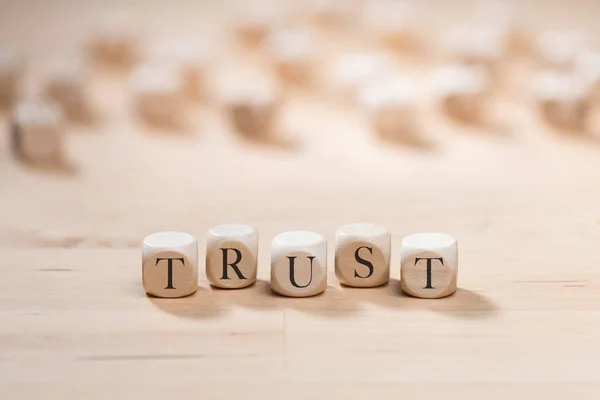 Trust word on wooden cubes. trust concept — Stock Photo, Image