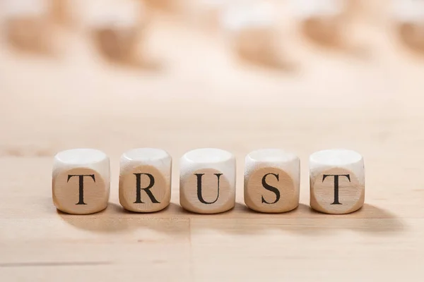 Trust word on wooden cubes. trust concept — Stock Photo, Image