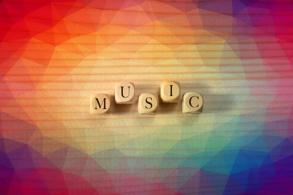 Palavra de música em cubos de madeira. Conceito musical — Fotografia de Stock