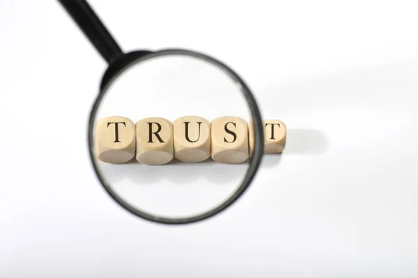 Λέξη εμπιστοσύνη σε ξύλινα κυβάκια. έννοια της εμπιστοσύνης — Φωτογραφία Αρχείου