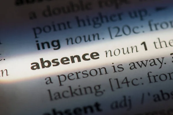 Absence word in a dictionary. Absence concept — Stock Photo, Image