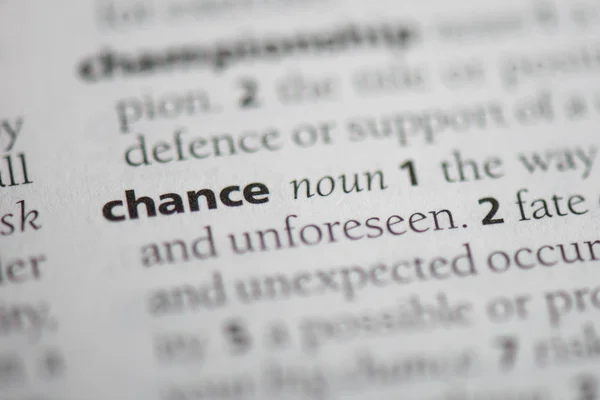 Chans ord i en ordbok. chans-konceptet — Stockfoto