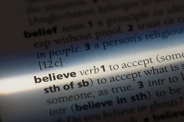 Belive word in a dictionary. belive concept — Stock Photo, Image