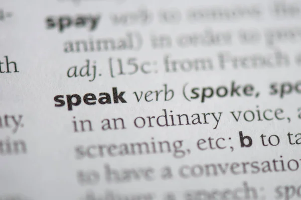 speak word in a dictionary. speak concept